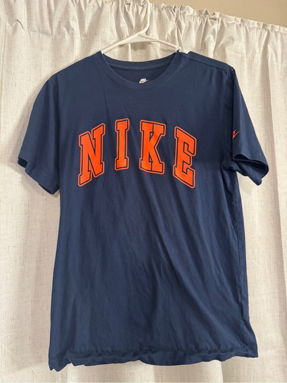 Nike Navy Short-Sleeve Tee with Orange NIKE Lettering
